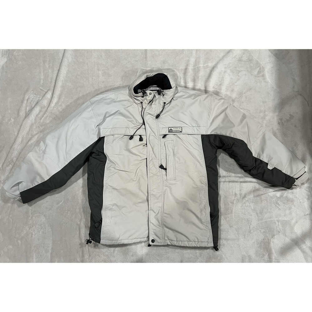 Arizona Jean Co Mens Beige/Green Performance Winter Jacket Hooded Size Medium
